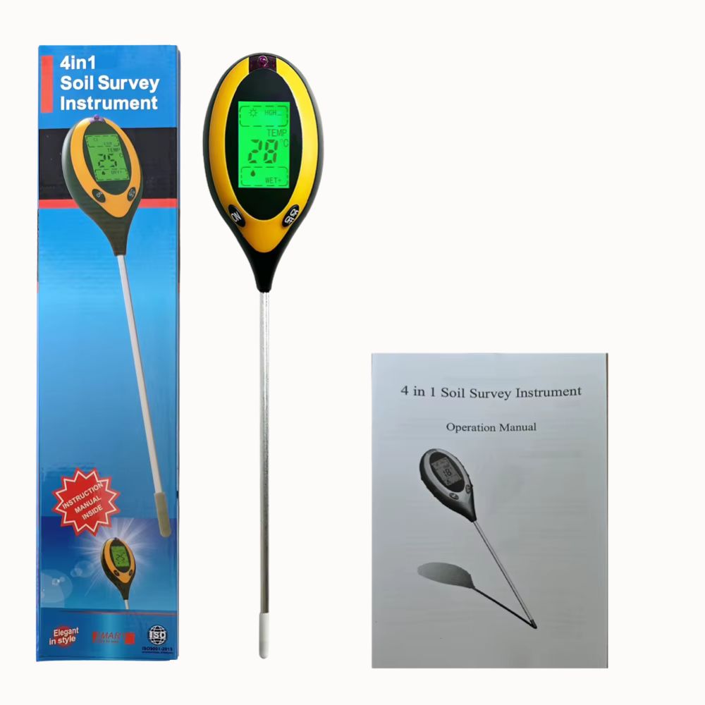 Hygromètre de sol avec écran LCD, sonde métallique et boîte de présentation colorée