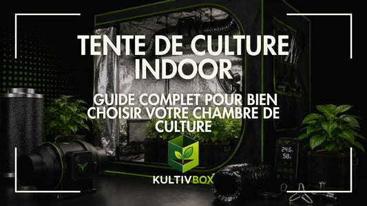 Tente de culture indoor avec extracteur, gaine, hygromètre et plantes vertes dans un environnement contrôlé