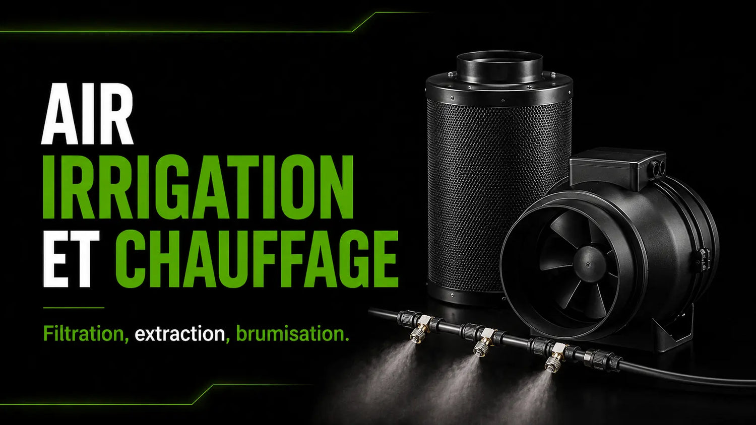 Système de ventilation et de filtration avec des tuyaux d'irrigation et des buses de brumisation