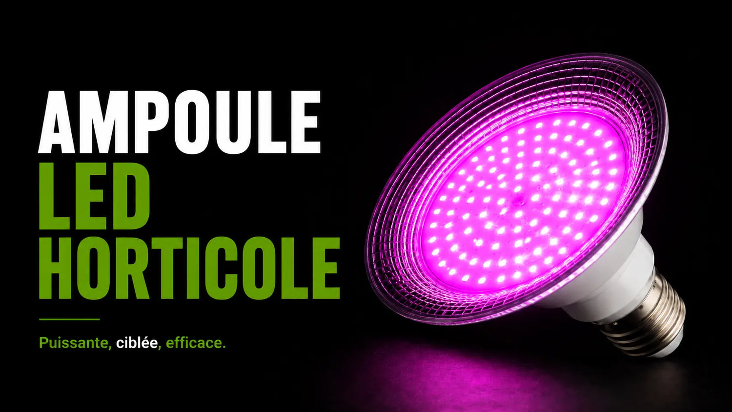 Ampoule LED horticole émettant une lumière rose avec un design moderne et une base standard