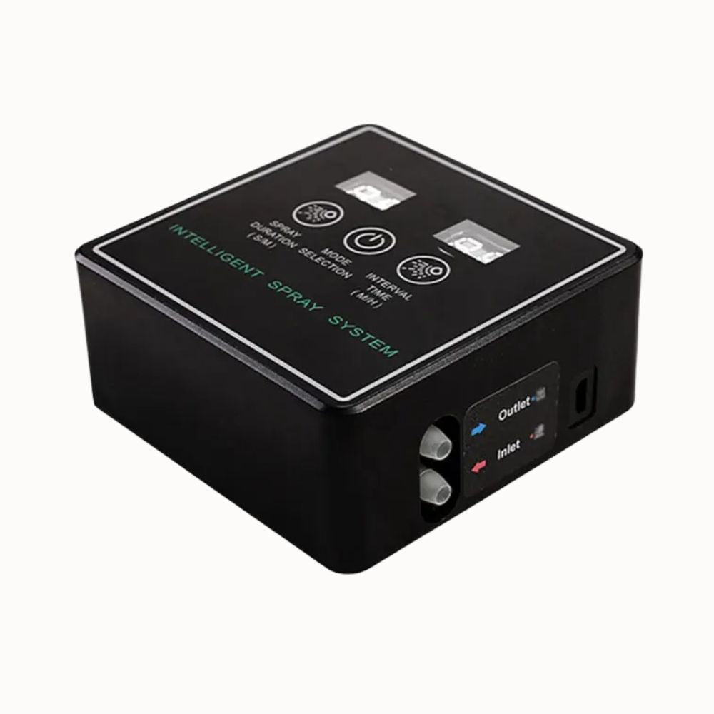 Brumisateur programmable avec deux buses orientables et boutons de contrôle sur le dessus