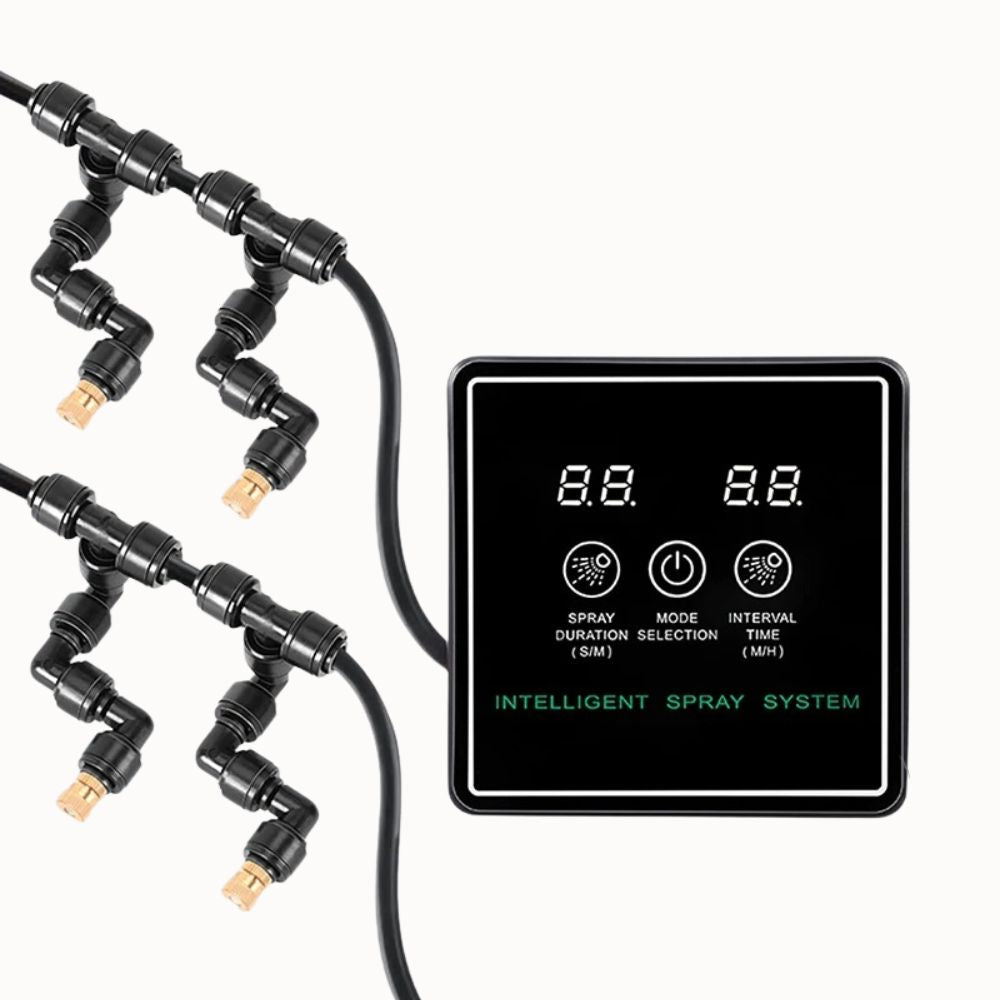 Système de brumisateur programmable avec quatre buses orientables et un écran de contrôle numérique