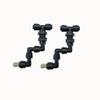 Buse de brumisation en plastique noir avec plusieurs raccords et articulations visibles