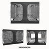 Tente de culture avec parois noires et fenêtres transparentes, intérieur spacieux et sol en plastique