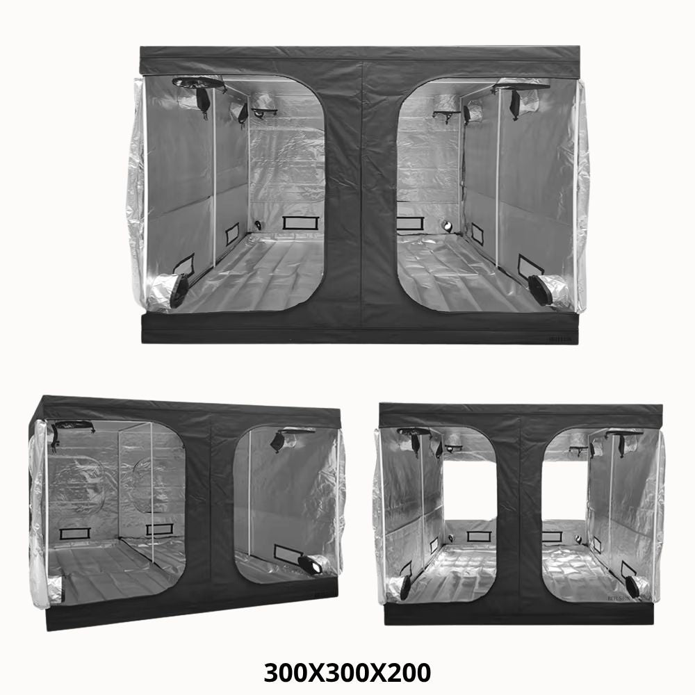 Box de culture noire avec fenêtres transparentes, intérieur spacieux et parois en tissu résistant