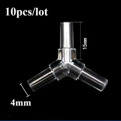 Connecteur en Y transparent avec trois embouts, deux de 4 mm et un de 15 mm