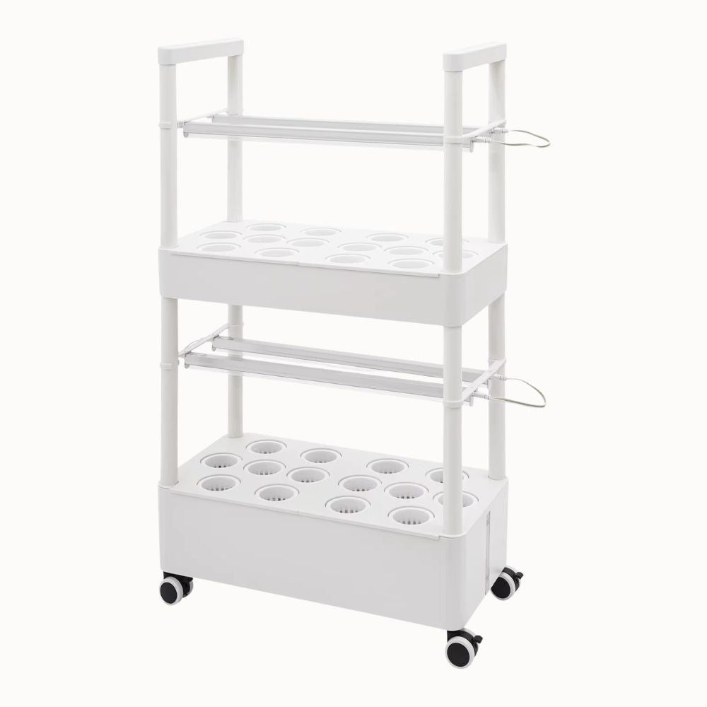 Culture Hydroponique 28 Plantes LED : Kit 2 Niveaux Mobile