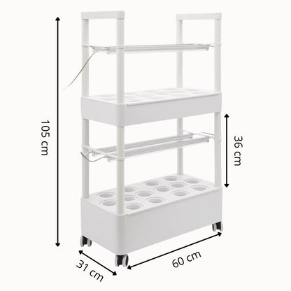 Culture Hydroponique 28 Plantes LED : Kit 2 Niveaux Mobile