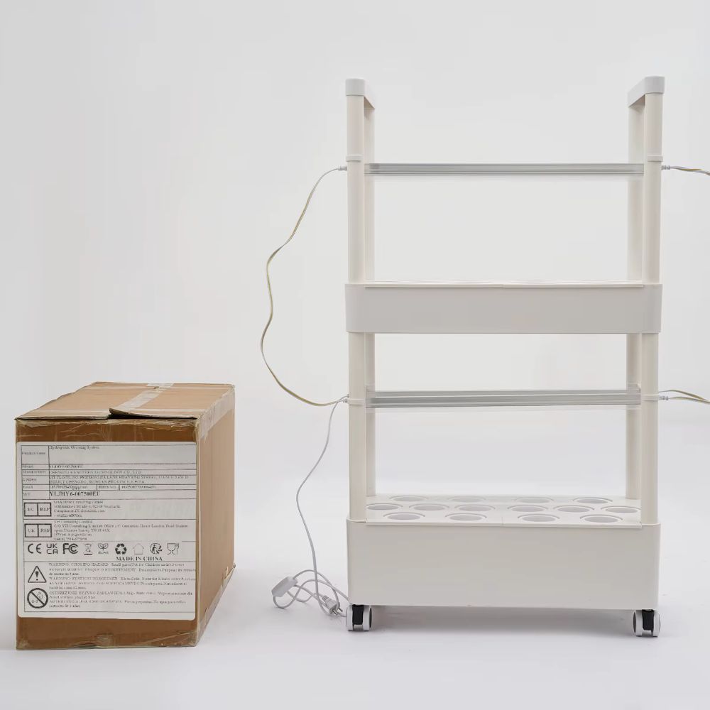 Culture Hydroponique 28 Plantes LED : Kit 2 Niveaux Mobile