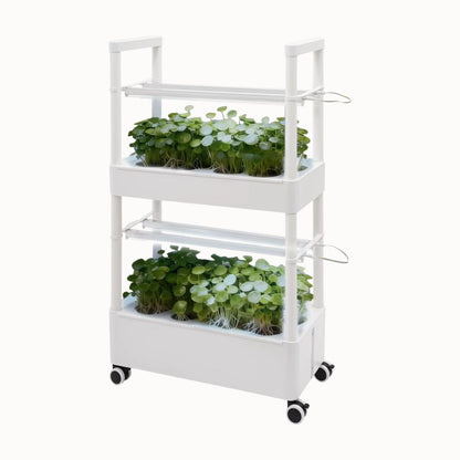 Culture Hydroponique 28 Plantes LED : Kit 2 Niveaux Mobile