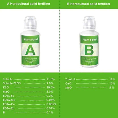 Engrais Hydroponie A&B : Granulés Nutritifs 2 × 100 ml pour Culture en Intérieur