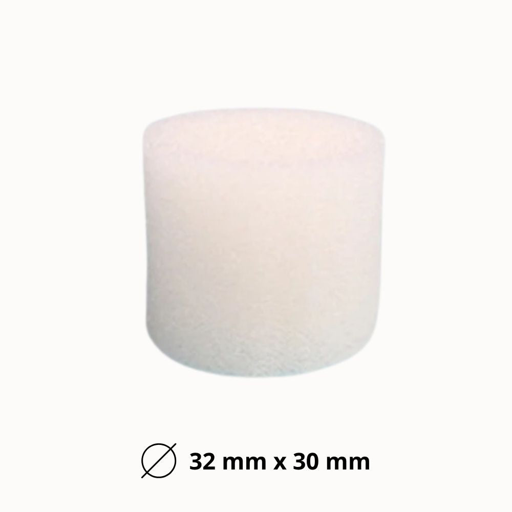 Éponge blanche cylindrique avec texture poreuse, sur fond clair, utilisée pour le support d'enracinement