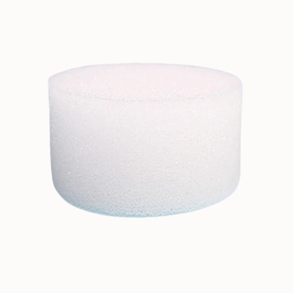 Éponge hydroponique blanche, de forme cylindrique, avec une texture douce et légèrement translucide