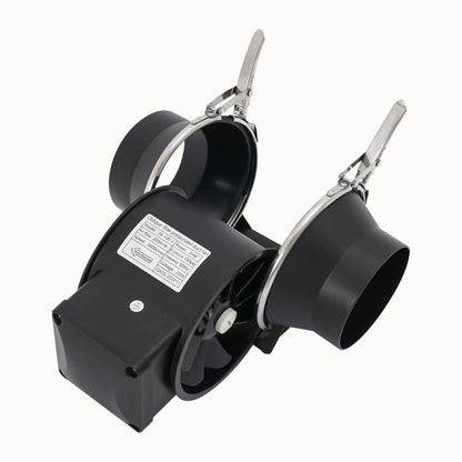 Extracteur d'air silencieux avec deux sorties et un moteur compact, conçu pour une utilisation indoor