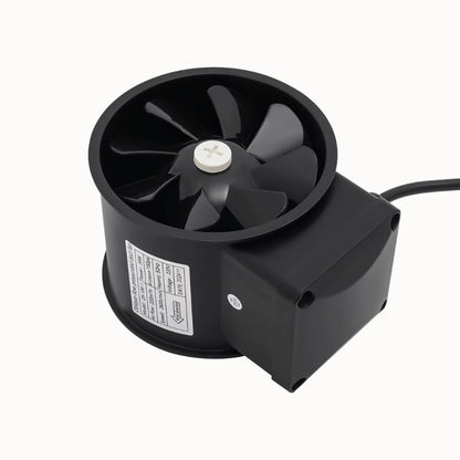 Extracteur d'air silencieux avec un ventilateur noir et un boîtier compact pour culture indoor