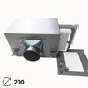 Boîte de filtration HEPA 200mm avec entrée et sortie d'air visible sur l'image