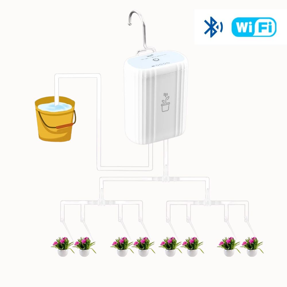 Système de goutte à goutte pour plantes d'intérieur avec réservoir et huit pots connectés