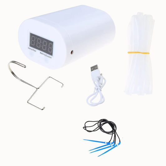 Kit d'arrosage automatique avec un réservoir, tuyaux, connecteurs et accessoires pour 4 pots de plantes