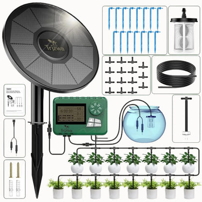 Système d'arrosage goutte à goutte avec panneaux solaires et accessoires pour plantes en pot
