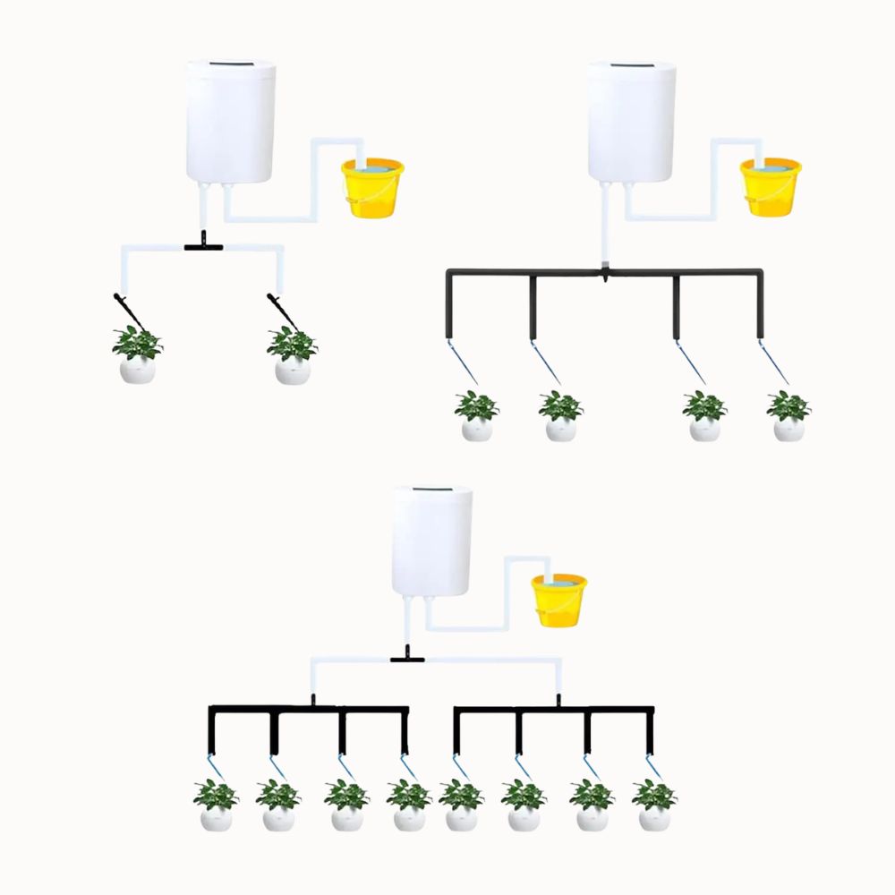 Système d'irrigation goutte à goutte pour 12 pots avec réservoir et tuyaux connectés