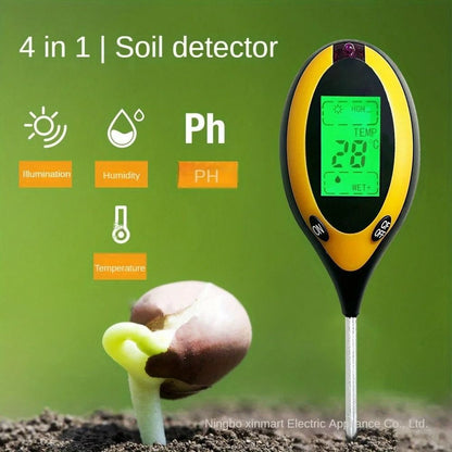 Hygromètre de sol noir et jaune avec écran LCD affichant des données sur l'humidité et la température