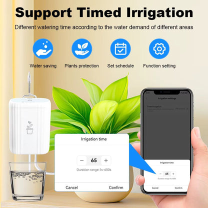 Système d'arrosage automatique avec pots de plantes et interface de réglage d'irrigation