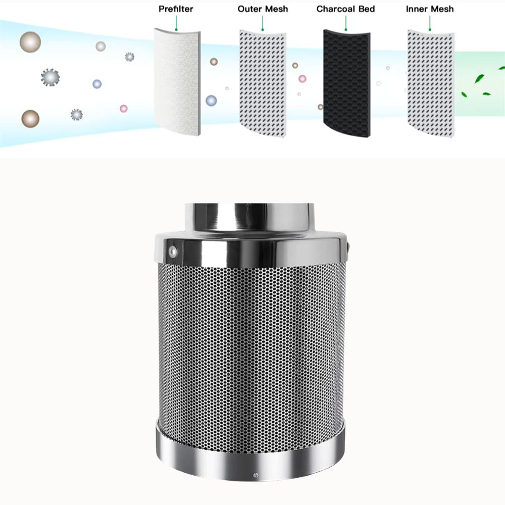 Filtre cylindrique en métal avec maillage perforé, surface brillante et design moderne, sur fond blanc