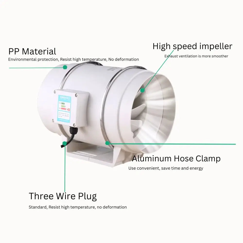 Extracteur de ventilation en aluminium avec impeller haute vitesse et prise à trois fils