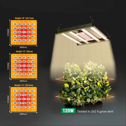 Panneau lumineux suspendu avec éclairage LED, éclairant des plantes vertes dans un décor intérieur