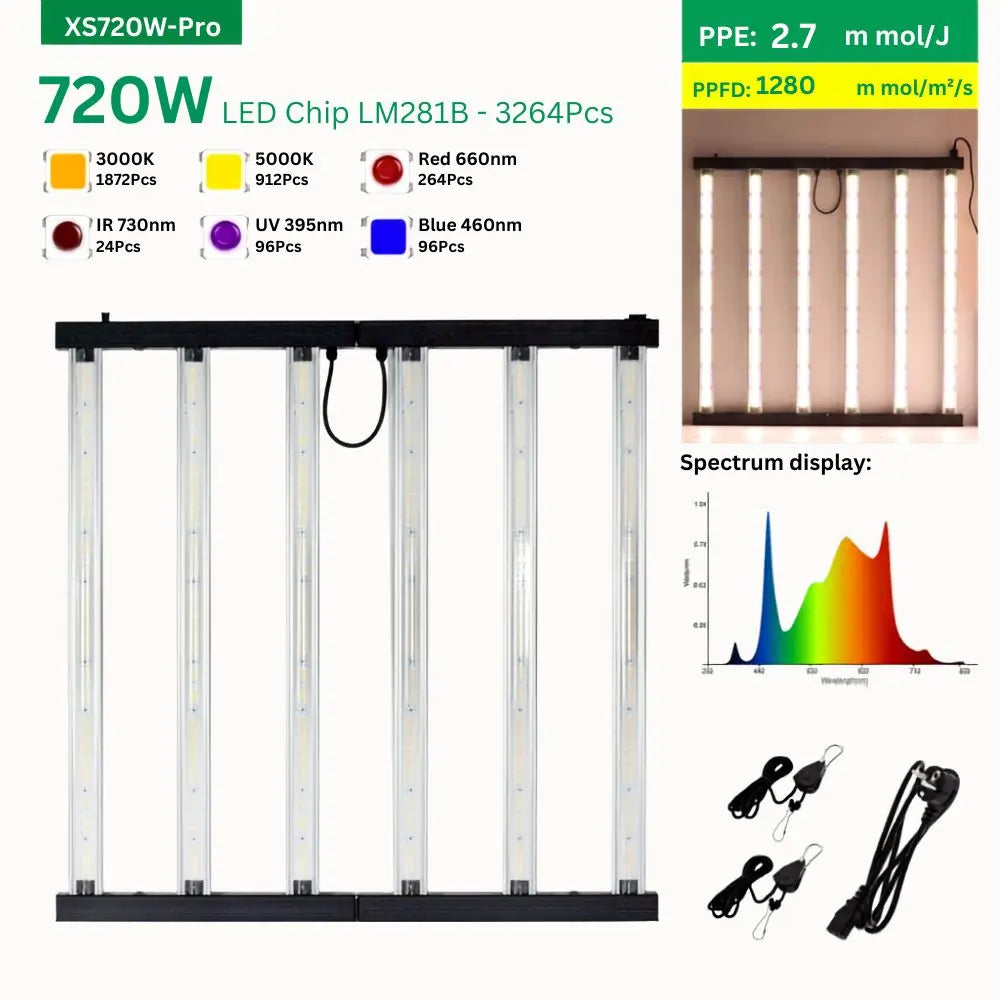 Panneau lumineux rectangulaire avec plusieurs tubes LED, couleurs variées et câbles suspendus sur fond blanc