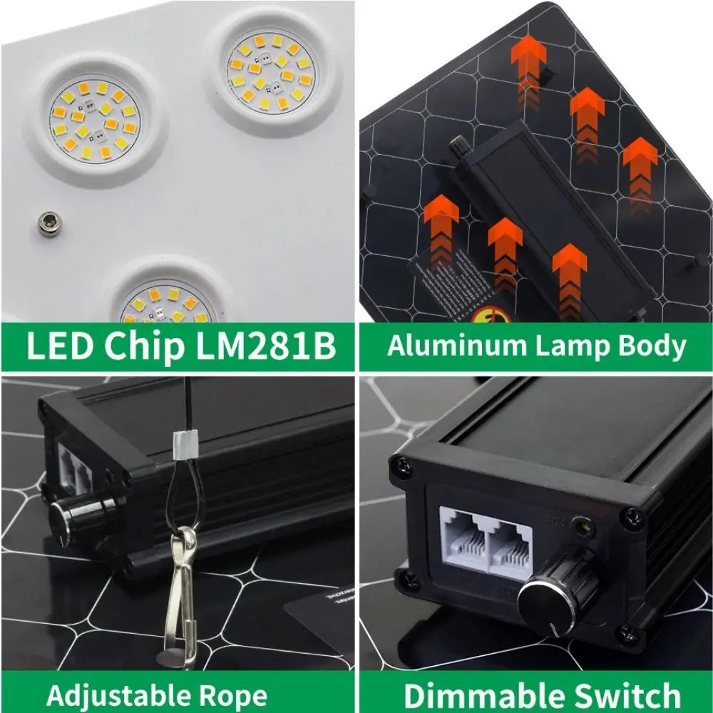 Panneau lumineux noir avec LED, interrupteur dimmable et cordon ajustable sur fond noir décoratif