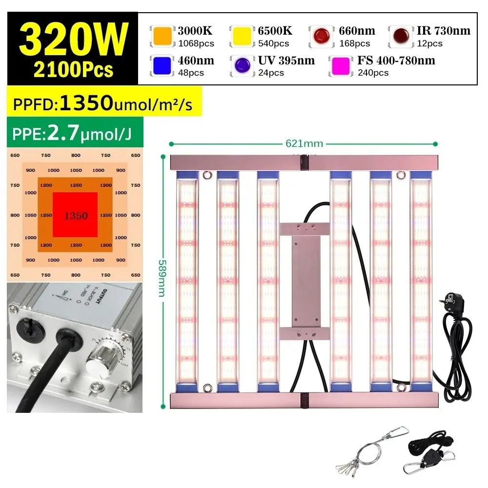 Lampe LED avec plusieurs tubes lumineux, couleurs rouge et bleu, cadre en métal, câbles suspendus visibles