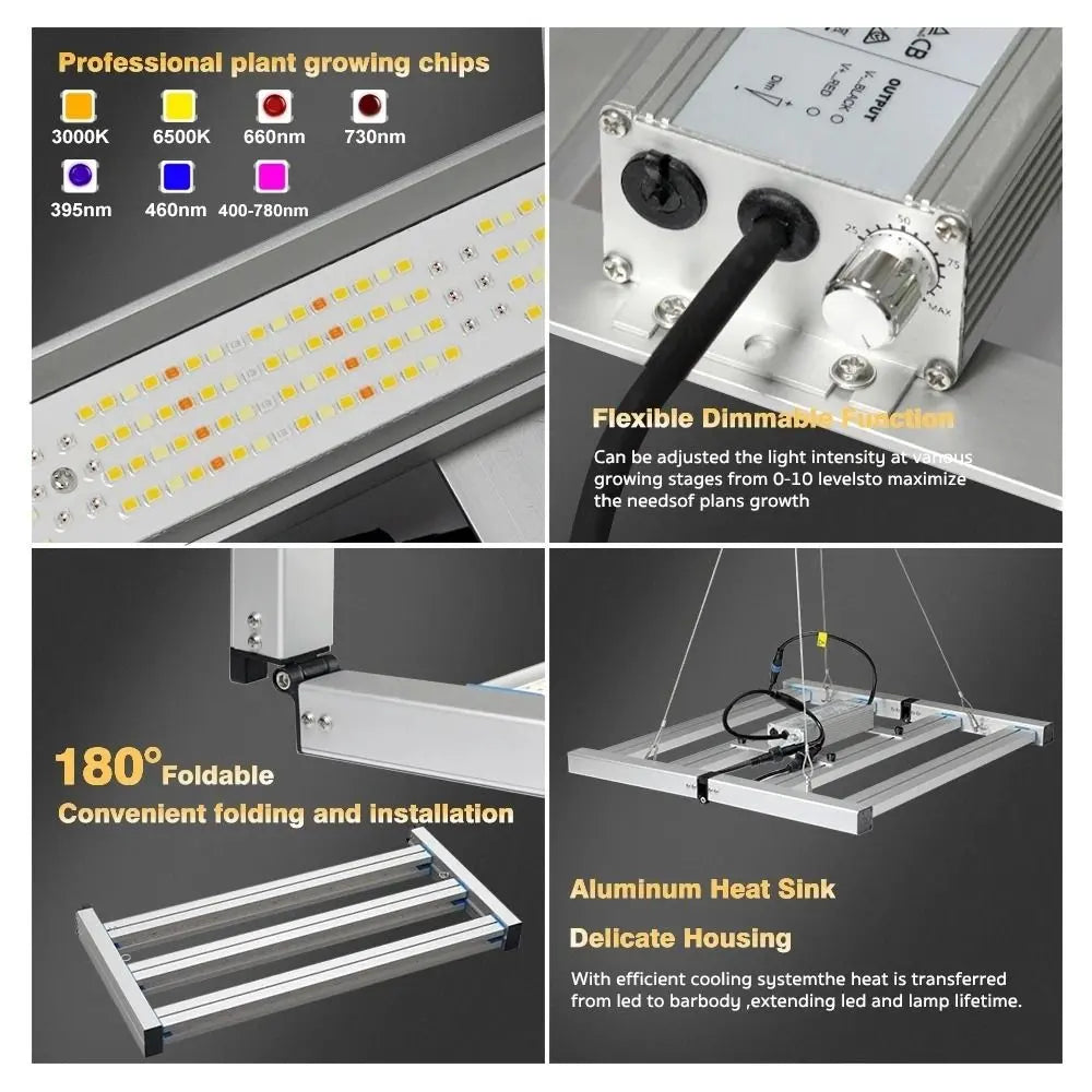 Barres LED dimmables sur un support en aluminium avec un design moderne et des éléments de refroidissement visibles
