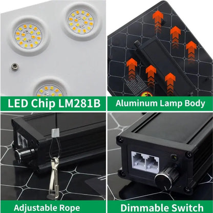 Panneau LED avec plusieurs puces, corps en aluminium, interrupteur dimmable et cordon ajustable