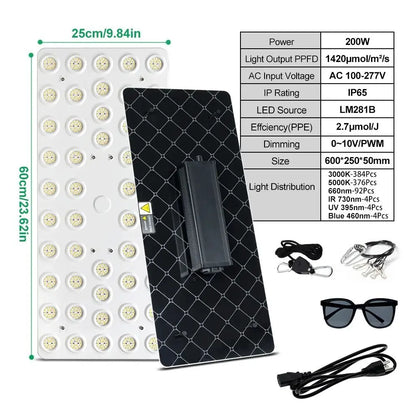 Panneau LED rectangulaire avec de nombreuses ampoules blanches sur fond noir et support gris