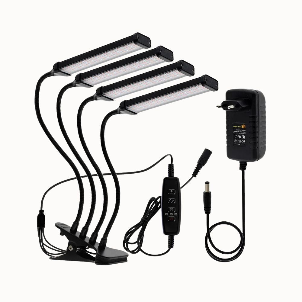 Quatre bras flexibles de lampe LED avec un boîtier d'alimentation et un contrôleur noir