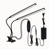 Lampe UV LED à double tête avec pince, câbles noirs et interrupteur sur fond blanc