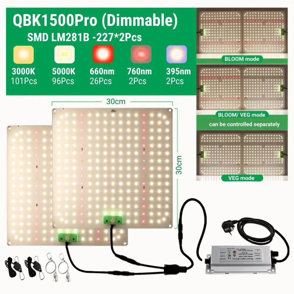 Panneaux lumineux rectangulaires avec LED blanches et colorées, câbles et connecteurs visibles sur un fond neutre