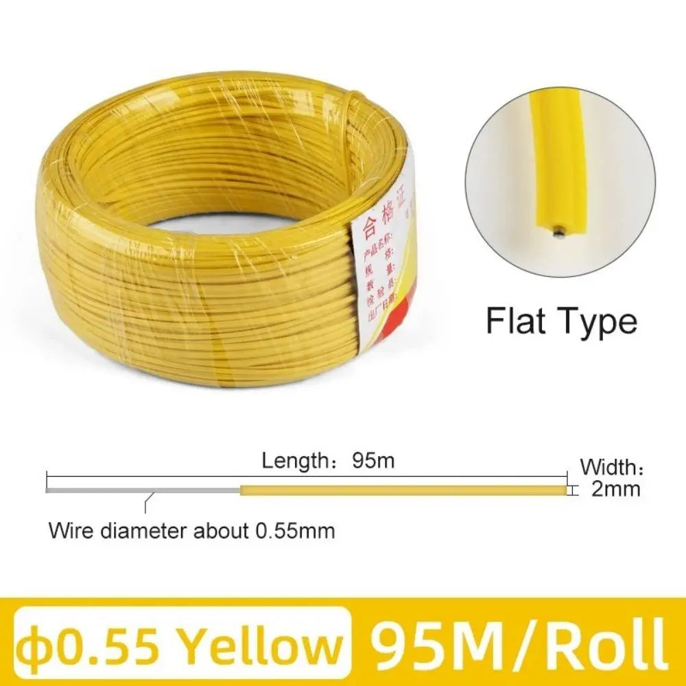 Fil de tuteurage souple jaune enroulé, visible sur un fond blanc, avec une texture lisse et brillante