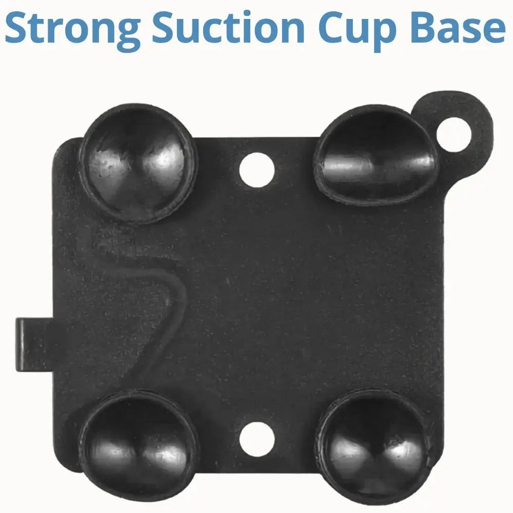 Base en plastique noir avec quatre ventouses rondes pour fixation solide sur une surface lisse