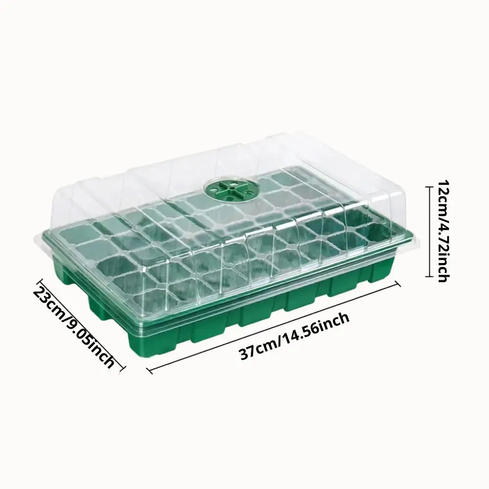 Mini serre en plastique vert avec couvercle transparent et 120 trous pour semis