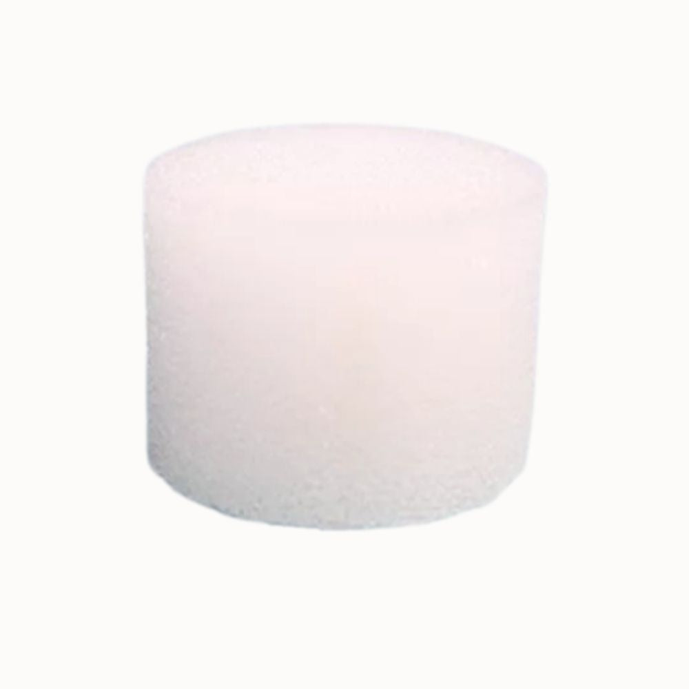 Mousse blanche en forme de cylindre, texture poreuse, sur fond neutre, idéale pour la culture hydroponique