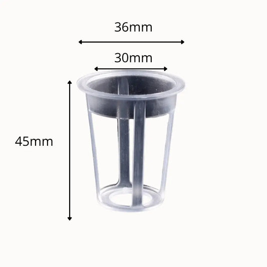Pots en plastique transparents avec des fentes, de forme cylindrique, pour culture hydroponique