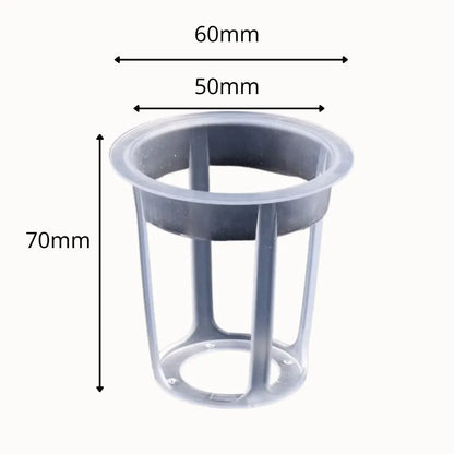 Panier hydroponique en plastique transparent avec des ouvertures et une forme cylindrique
