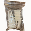 Lot de 12 godets blancs en plastique empilés dans un sachet transparent hermétique
