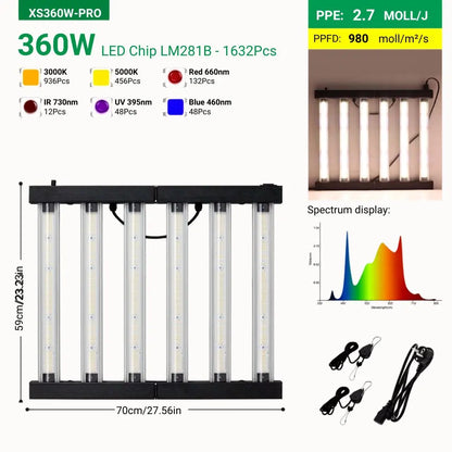 Panneau LED avec plusieurs tubes lumineux, couleurs blanches et bleues, monté sur un cadre noir