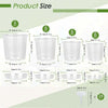 Quatre pots horticoles transparents de différentes tailles, en plastique, avec des bords lisses et un fond plat