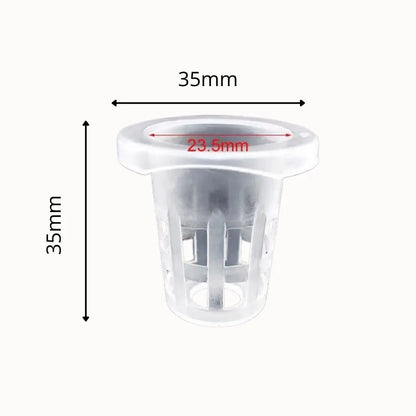 Panier de culture hydroponique transparent avec des ouvertures et une forme cylindrique, en plastique léger