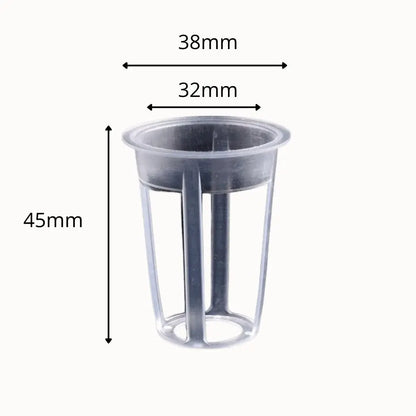 Paniers en plastique transparent pour culture hydroponique, avec des fentes verticales et une forme cylindrique
