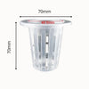 Panier de culture hydroponique en plastique transparent avec des fentes verticales et un bord rond